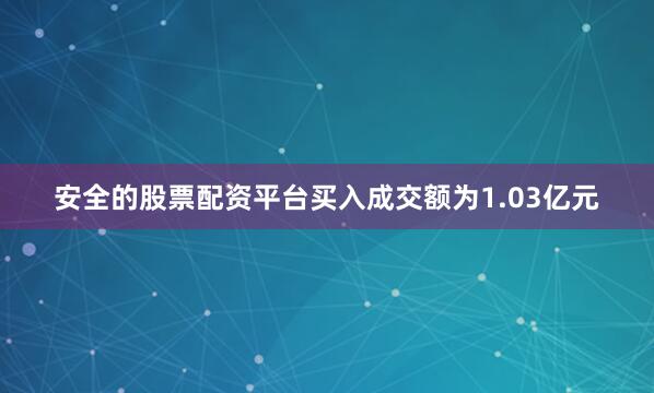 安全的股票配资平台买入成交额为1.03亿元